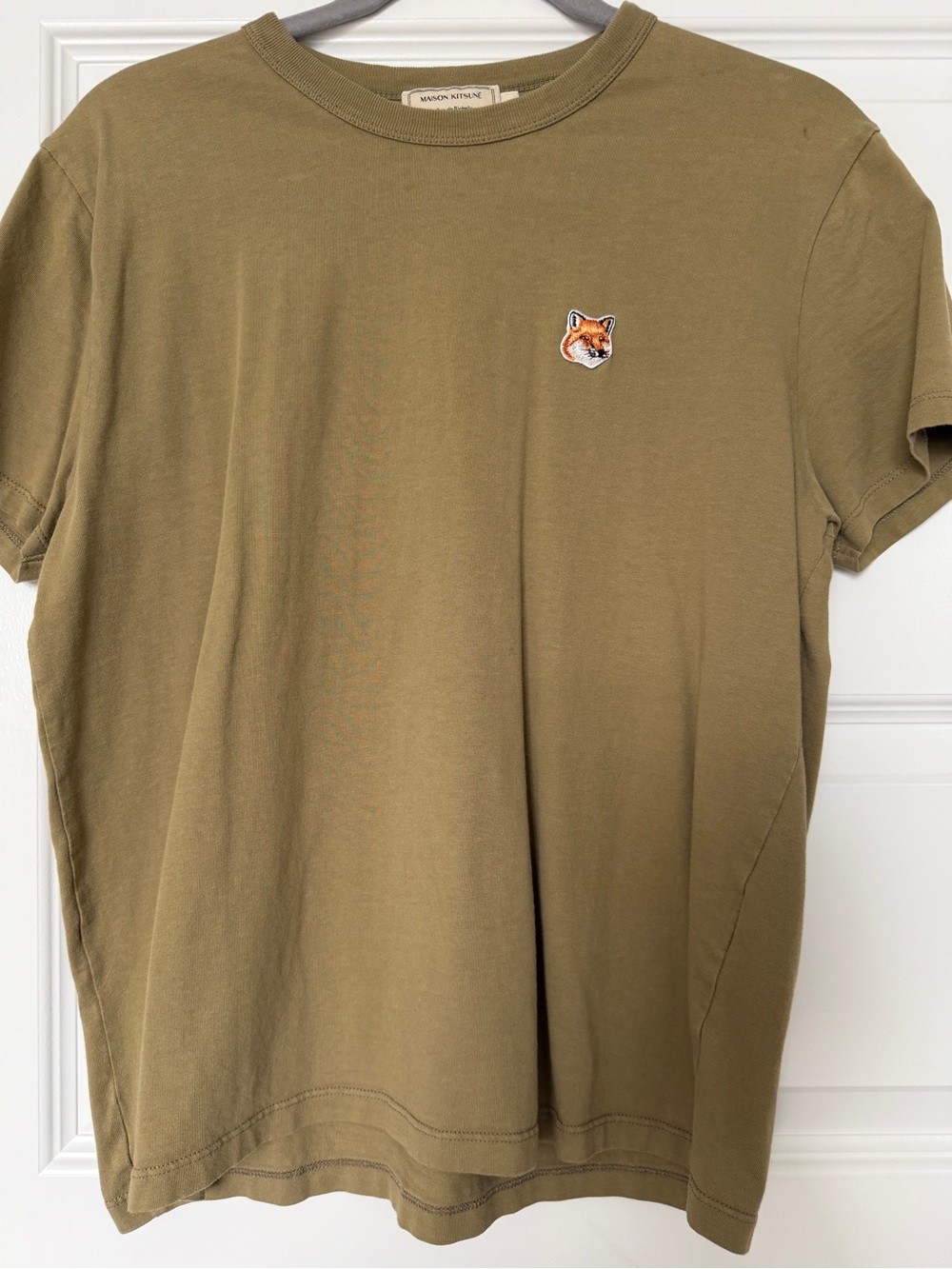 MAISON KITSUNE Olive Green Fox Patch Short Sleeve Tee